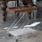 Carrito 2 Estantes en Cristal Acrílico Transparente con Bandeja - Zazza Viadurini