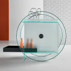 Carrito de bar en vidrio extraclaro con ruedas y bandeja extraíble - Pigolo Viadurini