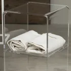 Columna Trolley en Cristal Acrílico Transparente 1 o 3 Estantes - Minervo Viadurini