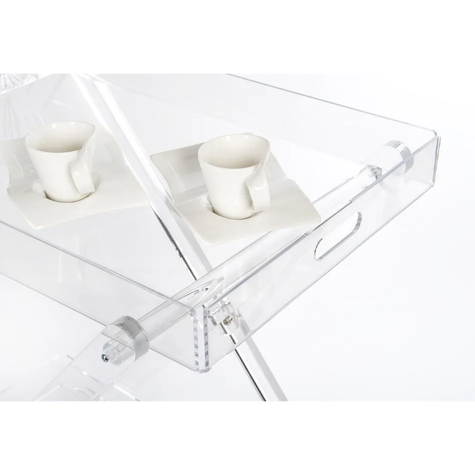 Carrito de Cocina 4 Ruedas en Plexiglás Transparente o con Madera - Magimbo Viadurini