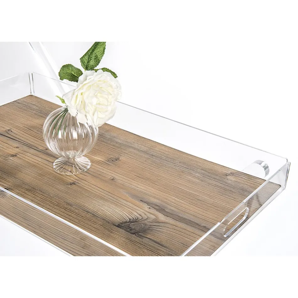 Carrito de Cocina 4 Ruedas en Plexiglás Transparente o con Madera - Magimbo Viadurini