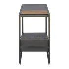 Carro de exterior en aluminio y madera de resina con ruedas - Virel Viadurini