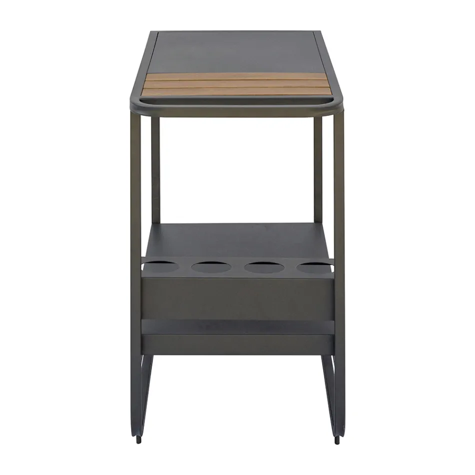 Carro de exterior en aluminio y madera de resina con ruedas - Virel Viadurini