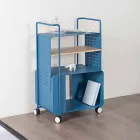 Carro de diseño en acero con tapa de fresno Made in Italy - Murella Viadurini