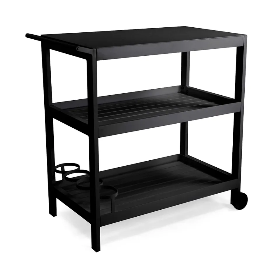 Carro de Aluminio con Diferentes Acabados con Ruedas y 3 Estantes - Carpa Viadurini