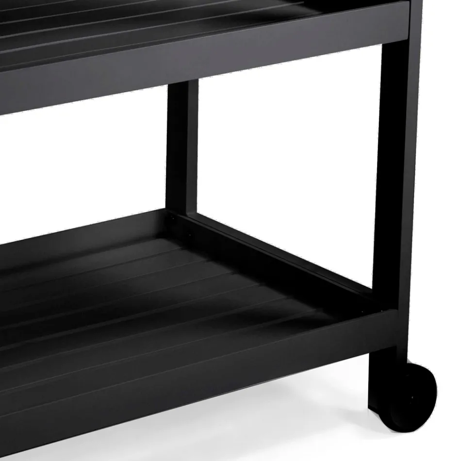 Carro de Aluminio con Diferentes Acabados con Ruedas y 3 Estantes - Carpa Viadurini