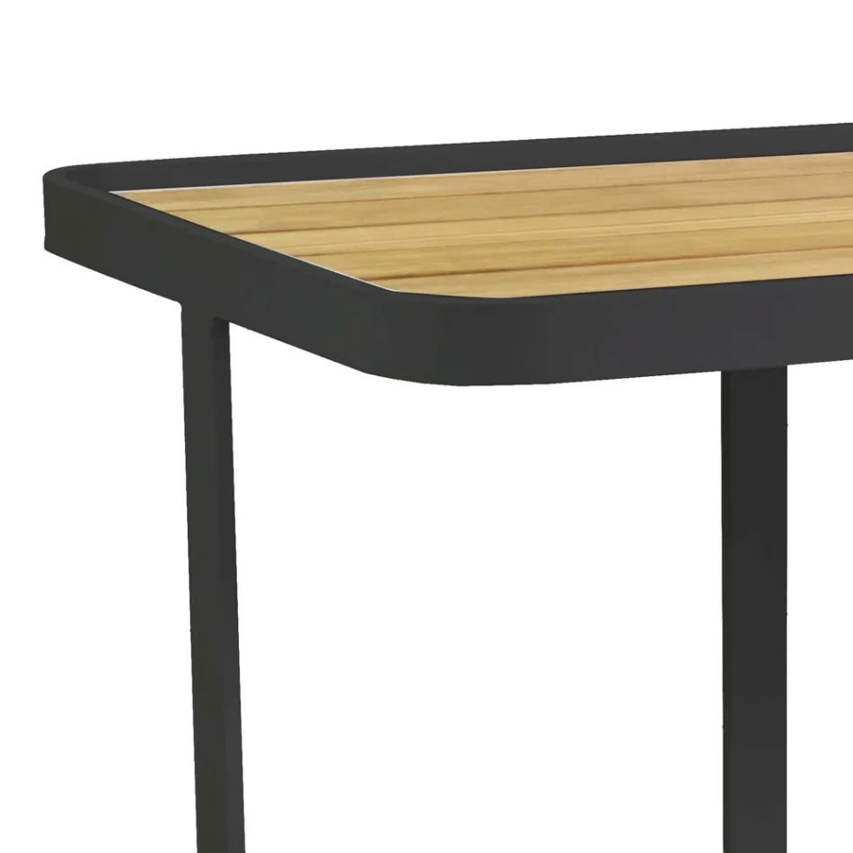 Carro de Aluminio en Diferentes Acabados con Ruedas y Tapa de Teka - Carpa Viadurini