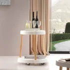 Trolley en haya natural y polipropileno blanco con ruedas Pineto Viadurini