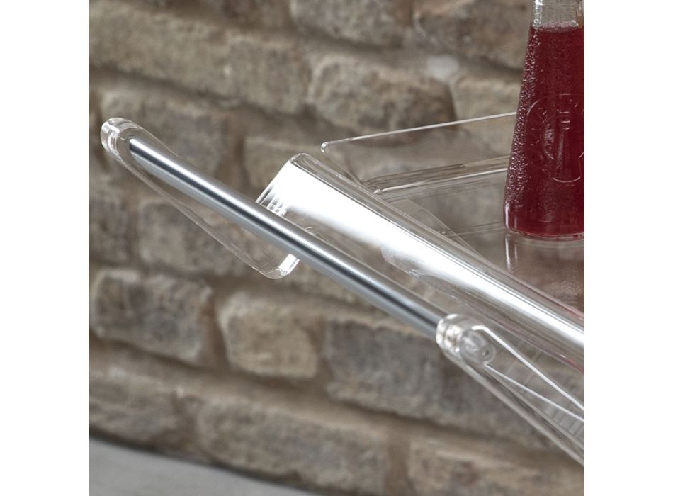 Carro plegable en cristal acrílico transparente 2 bandejas - Aristocles Viadurini