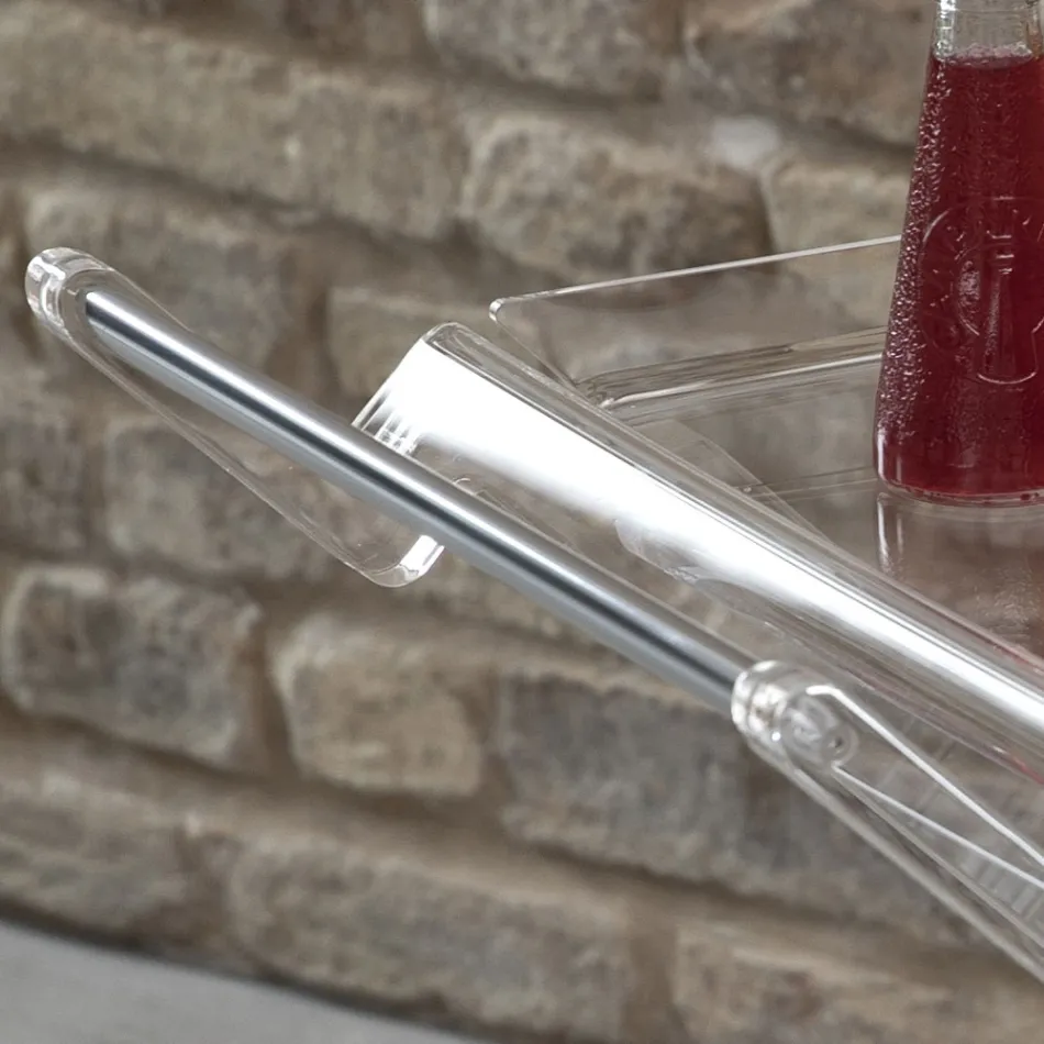 Carro plegable en cristal acrílico transparente 2 bandejas - Aristocles Viadurini