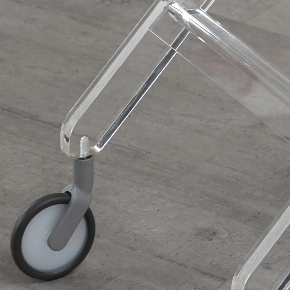 Carro plegable en cristal acrílico transparente 2 bandejas - Aristocles Viadurini
