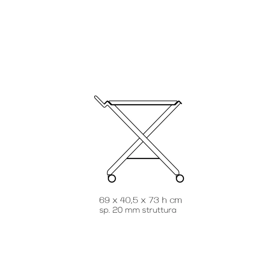 Carro plegable en cristal acrílico transparente 2 bandejas - Aristocles Viadurini