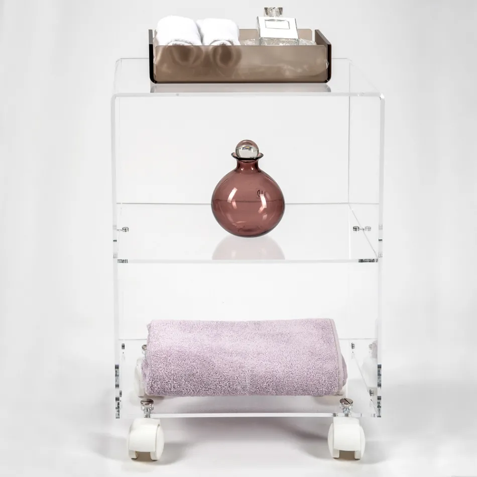 Carro de objetos con ruedas de plexiglás Made in Italy - Rudolf Viadurini