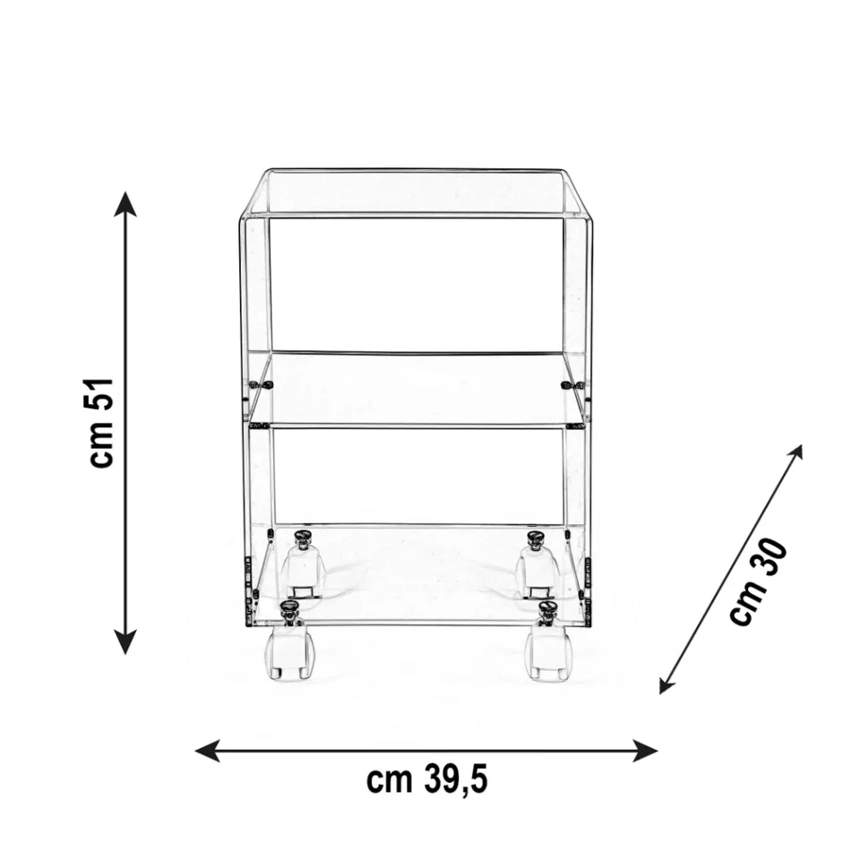 Carro de objetos con ruedas de plexiglás Made in Italy - Rudolf Viadurini