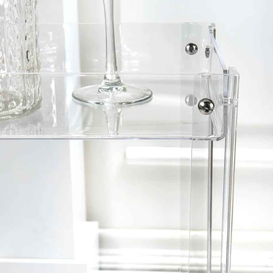 Carrito de comida en plexiglás transparente Made in Italy - Galatius Viadurini