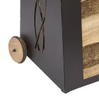 Carrito para leña de interior en hierro pintado de negro fabricado en Italia - Chloe Viadurini