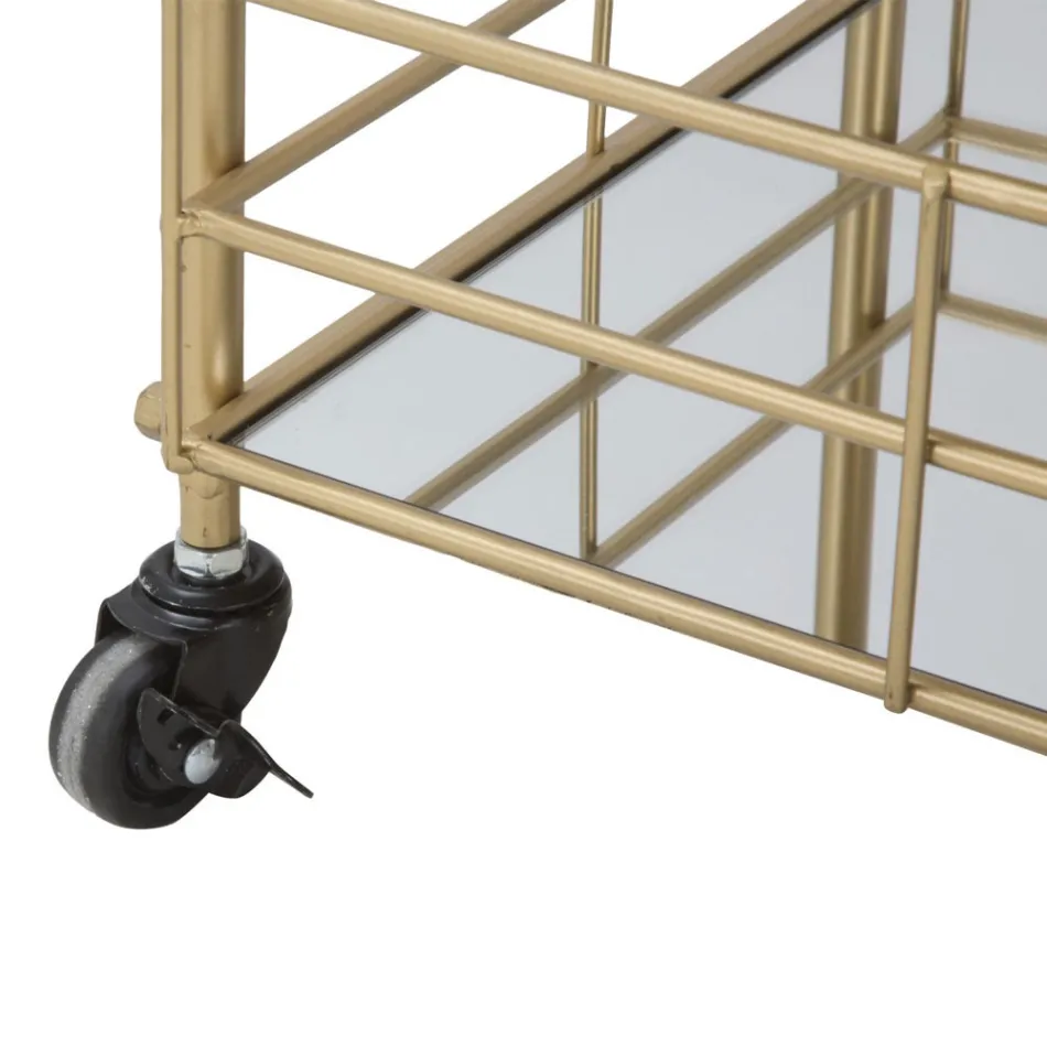 Carrito de comida con estructura de hierro acabado dorado - Viviana Viadurini
