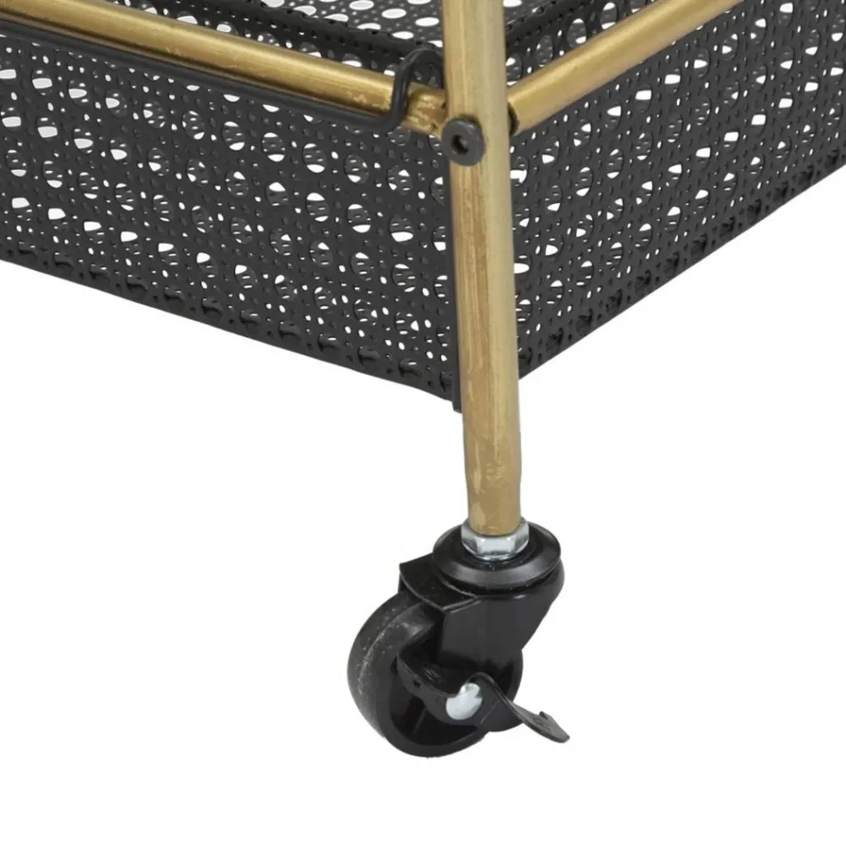 Carrito de comida de hierro con estructura en acabado dorado - Elegante Viadurini