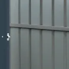 Caseta de jardín adosada de chapa de color antracita con puerta batiente - Cucciolo Viadurini