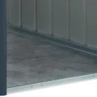 Caseta de jardín adosada de chapa de color antracita con puerta batiente - Cucciolo Viadurini