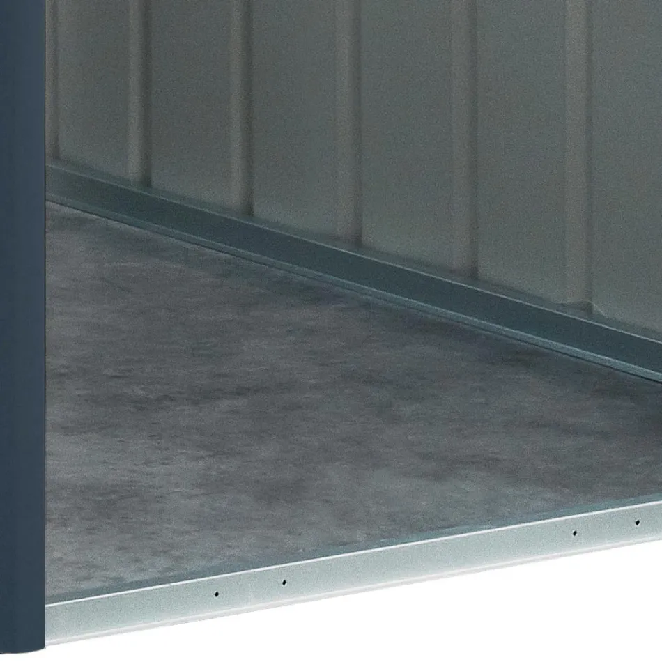 Caseta de jardín adosada de chapa de color antracita con puerta batiente - Cucciolo Viadurini