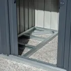 Caseta de jardín adosada de chapa de color antracita con puerta batiente - Cucciolo Viadurini