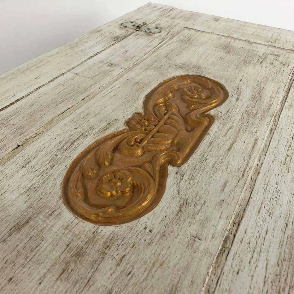 Cofre hecho a mano en madera maciza con perfiles dorados Made in Italy - Caio Viadurini