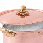 Cazuela Ovalada De Cobre Estañado A Mano Con Tapa 31x22 cm - Mariag Viadurini