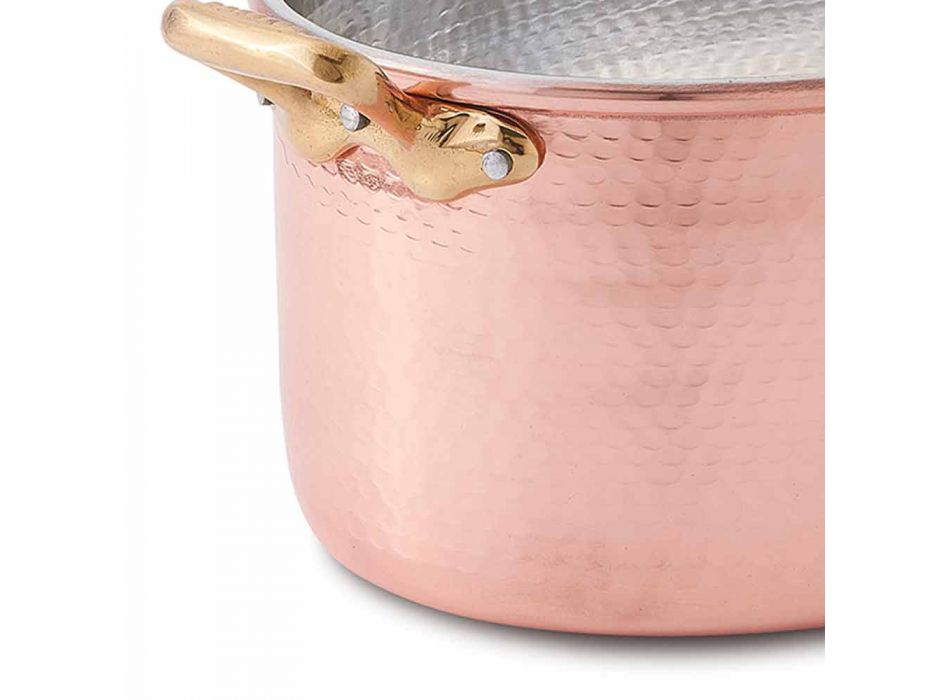 Cacerola ovalada de cobre estañado a mano para horno y tapa 37x26 cm - Mariag Viadurini