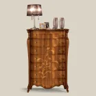 Cómoda de 7 cajones en madera de nogal con incrustaciones Made in Italy - Commodus Viadurini