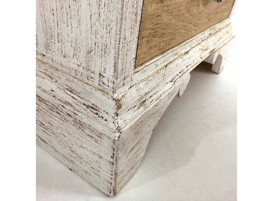 Cómoda artesanal con 4 cajones en madera blanca Made in Italy - Manhattan Viadurini