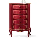 Cómoda de dormitorio con 5 cajones clásicos de madera Made in Italy - Leonor Viadurini