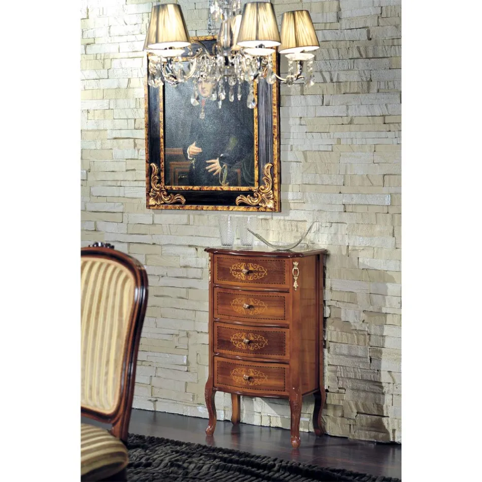 Cómoda clásica en madera de nogal 4 o 6 cajones Made in Italy - Katerine Viadurini