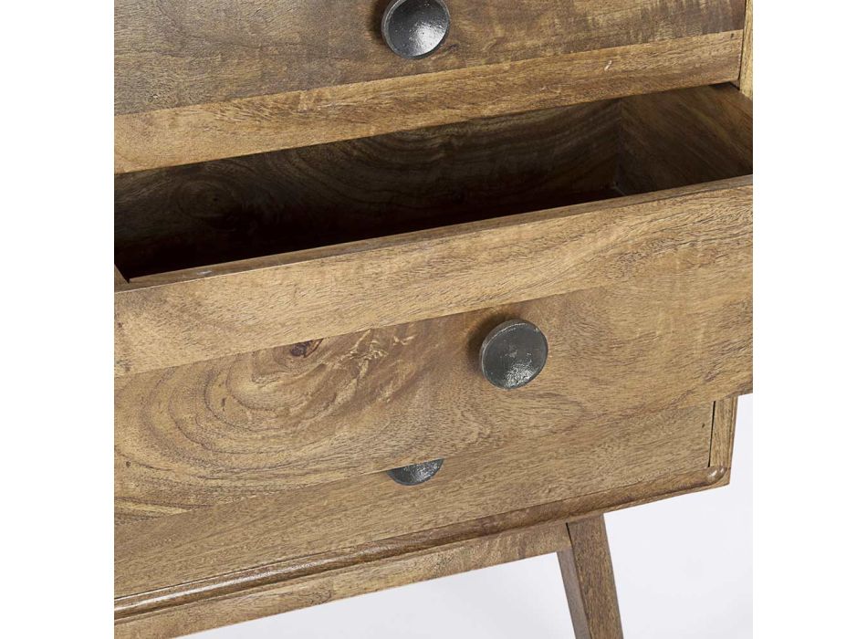 Cómoda en madera de mango con 6 cajones de diseño vintage - Desiderio Viadurini