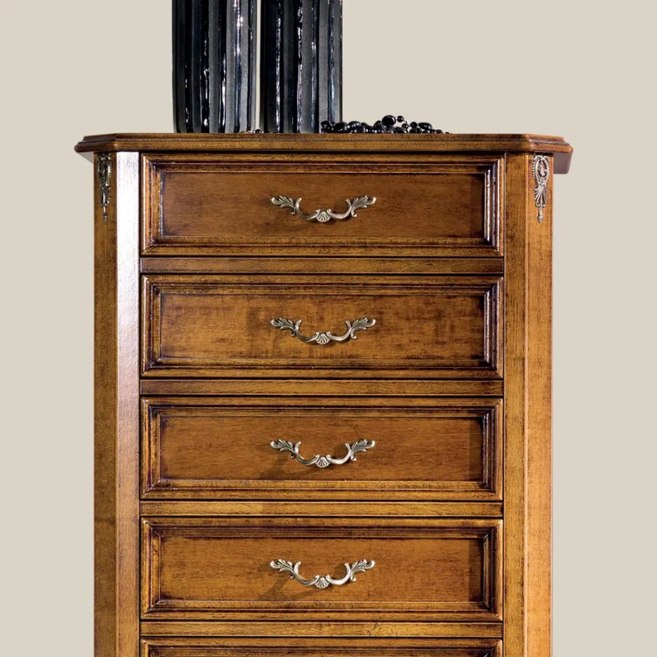 Cómoda de madera de estilo clásico de 7 o 5 cajones Made in Italy - Richard Viadurini