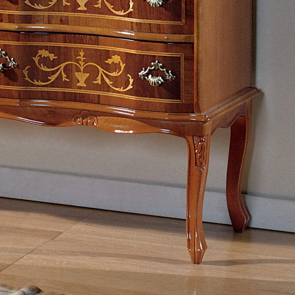 Cajonera de Estilo Clásico en Madera con 6 Cajones Made in Italy - Elegant Viadurini