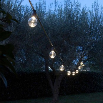 Cable de neopreno para exteriores con 8 bombillas LED incluidas Made in Italy - Fiesta