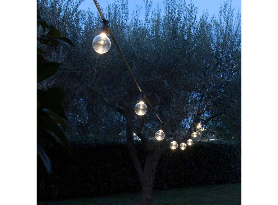 Cable de neopreno para exteriores con 8 bombillas LED incluidas Made in Italy - Fiesta