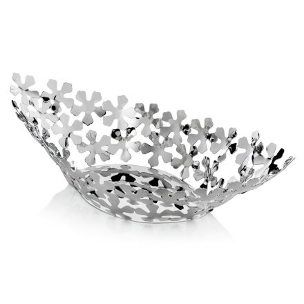 Centro de mesa de diseño de metal plateado con decoraciones florales de lujo - Megghy Viadurini