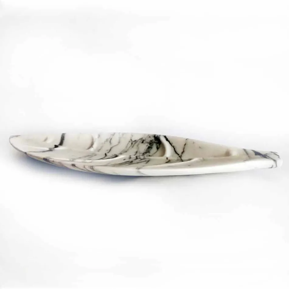 Centro de mesa en mármol Arabescato con forma de hoja Made in Italy - Treviso Viadurini