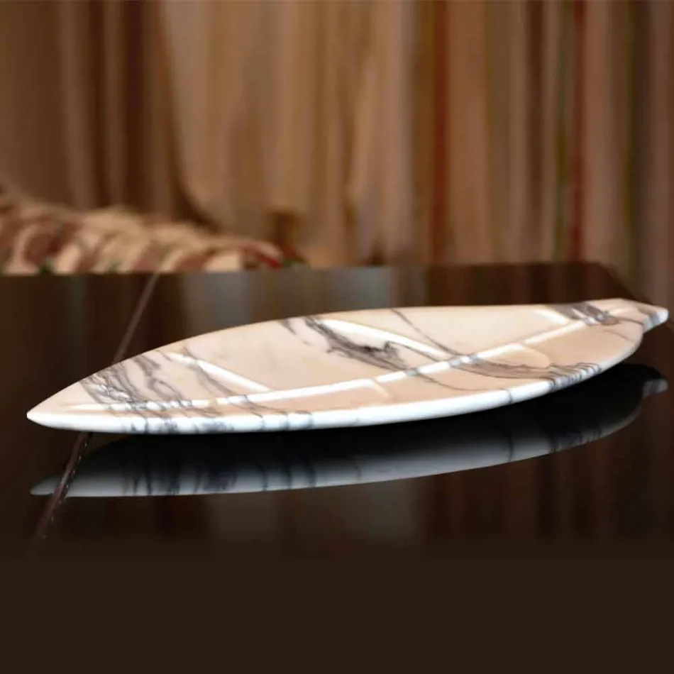 Centro de mesa en mármol Arabescato con forma de hoja Made in Italy - Treviso Viadurini