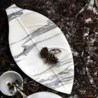 Centro de mesa en mármol Arabescato con forma de hoja Made in Italy - Treviso Viadurini