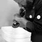 Centro de mesa en mármol Arabescato con forma de hoja Made in Italy - Treviso Viadurini