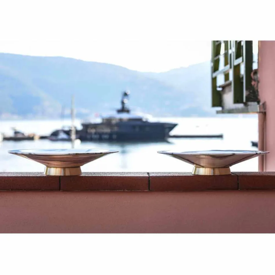 Centro de mesa en mármol y metal Brezza della Versilia Made in Italy - Amabile Viadurini