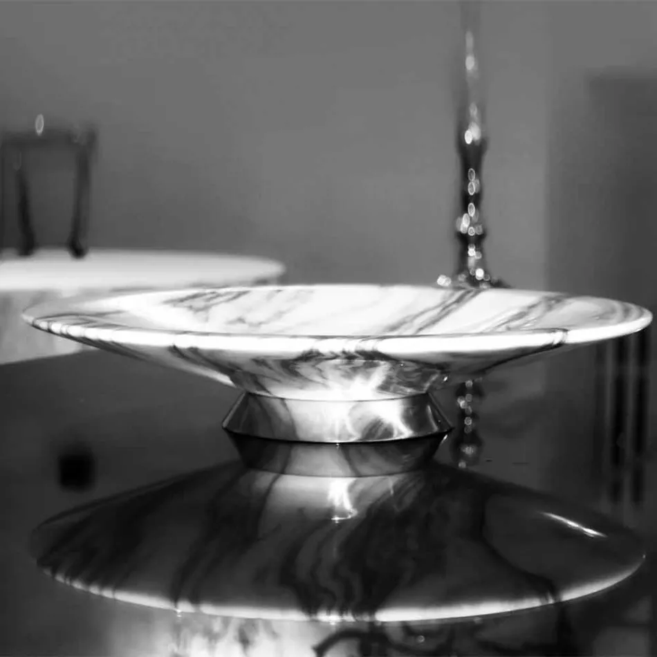 Centro de mesa en mármol y metal Brezza della Versilia Made in Italy - Amabile Viadurini