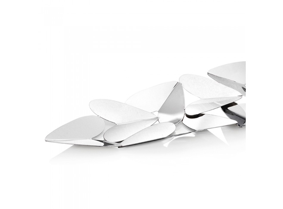 Centro de mesa lineal con diseño italiano de corazones de metal plateado - Arlan Viadurini