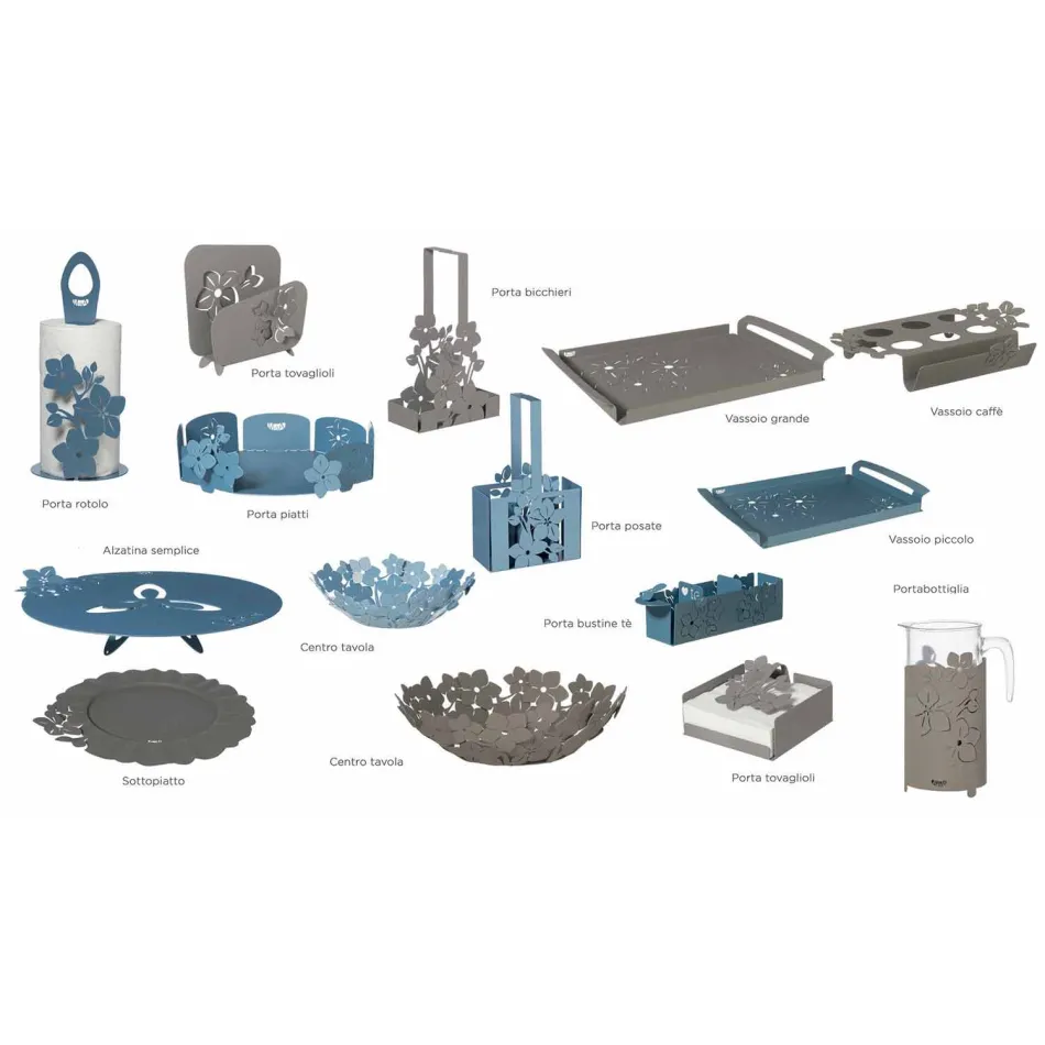 Centro de mesa moderno con flores en hierro fino hecho en Italia - Marken Viadurini