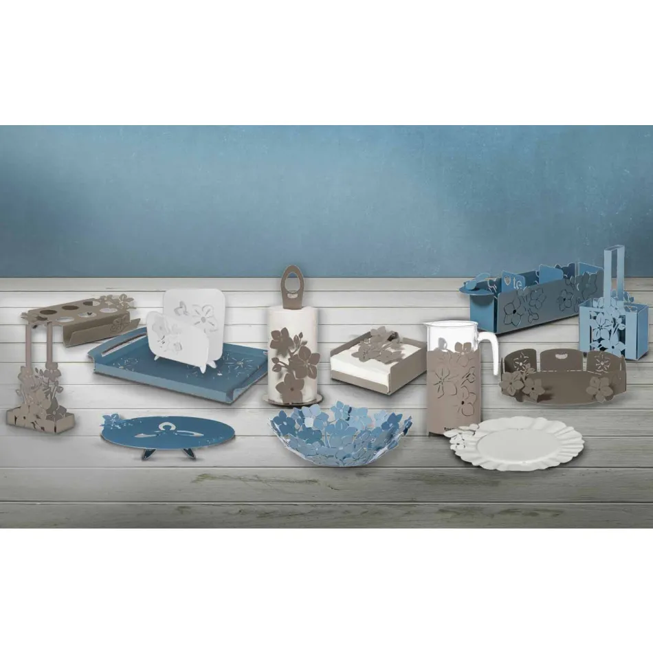 Centro de mesa moderno con flores en hierro fino hecho en Italia - Marken Viadurini