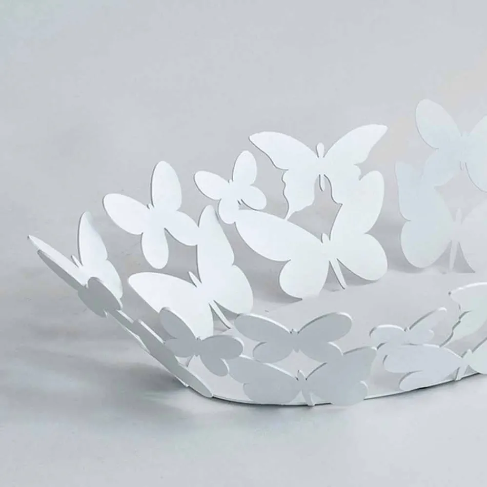 Centro de mesa ovalado moderno en hierro blanco o beige hecho en Italia - Leiden Viadurini