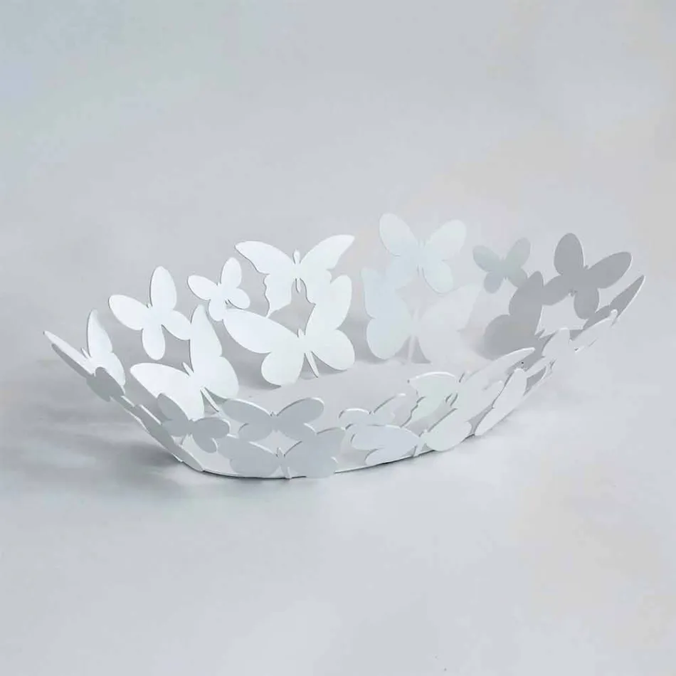 Centro de mesa ovalado moderno en hierro blanco o beige hecho en Italia - Leiden Viadurini